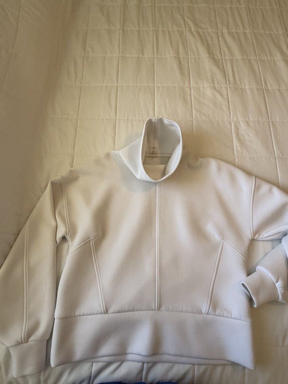 CALIA Funnel Neck Pullover Sweatshirt White Oversized Size M